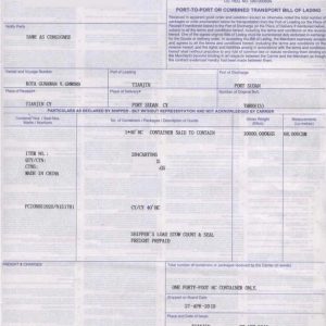 Bill of Lading & Sea Waybill