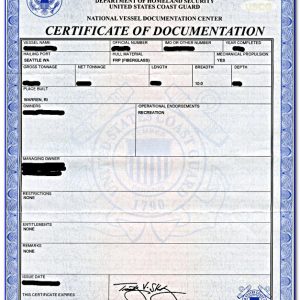 Vessel Certificate
